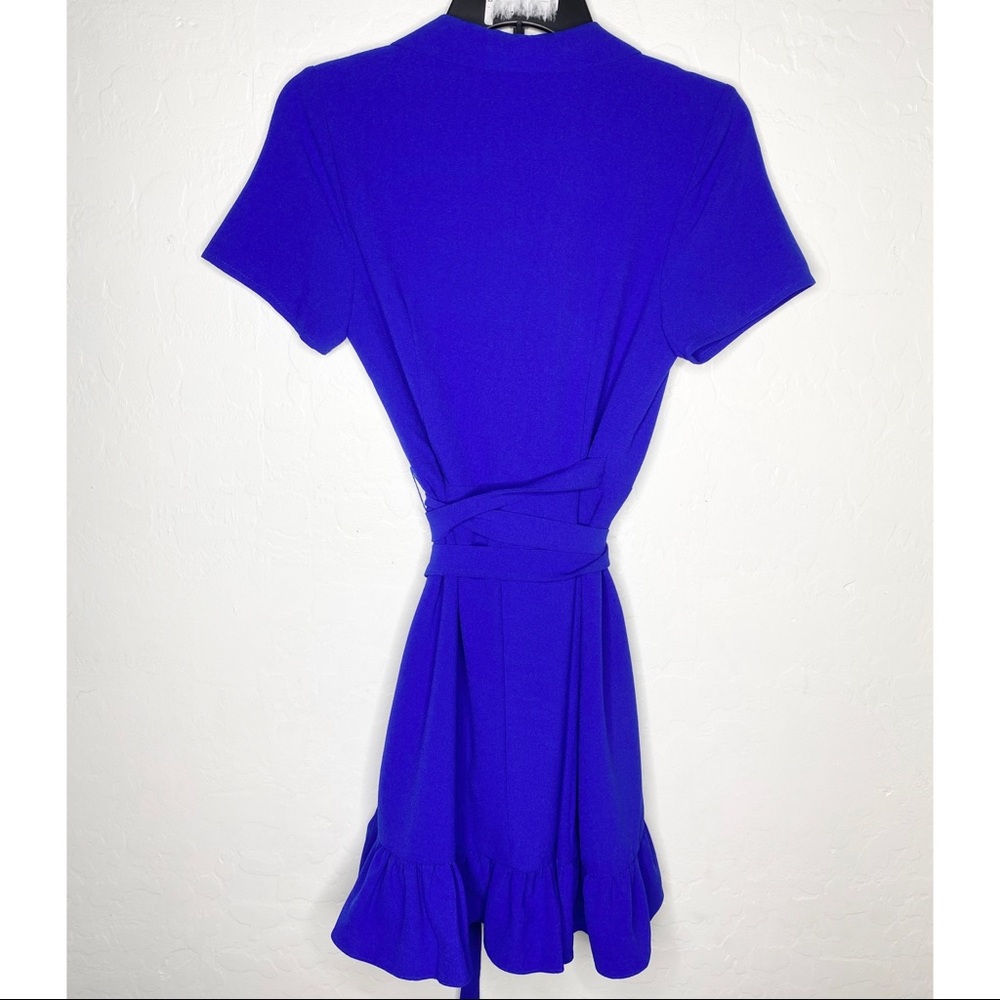 CHARLES HENRY Royal Ruffle Crepe Wrap Mini Dress - Picture 11 of 12